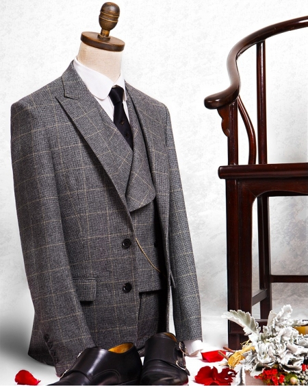 JD100%羊毛西装三件套装