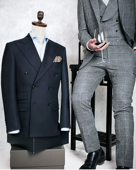 藏青色双排扣西装套装