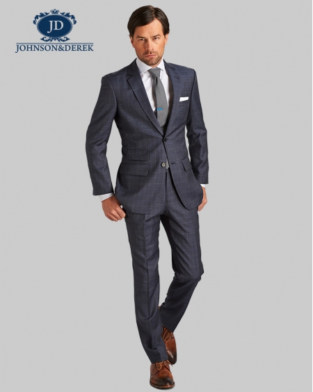 灰色羊毛格纹西装套定制