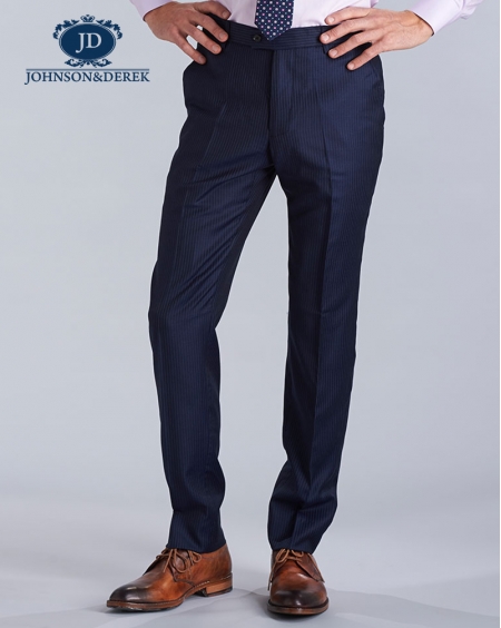 深蓝色羊毛条纹西装二件套