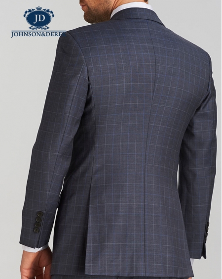 灰色格子羊毛商务正装西装三件套定制