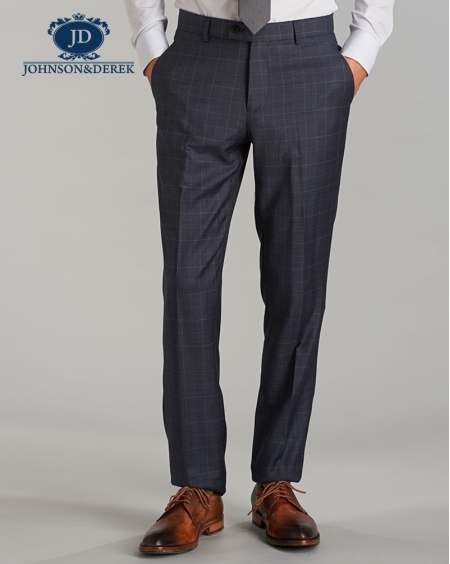 灰色格子羊毛商务正装西装三件套定制