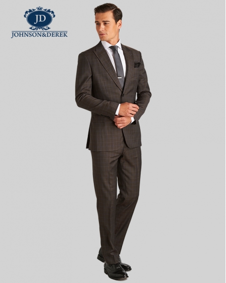 褐色羊毛商务正装西装二件套定制