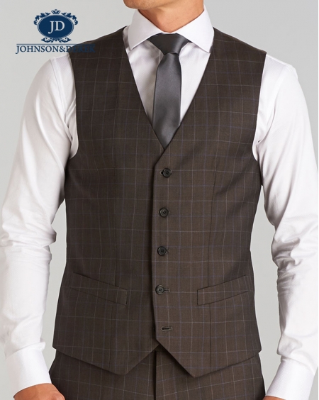 羊毛格子西装三件套定制