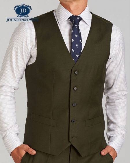 深军绿色商务正装西装三件套装