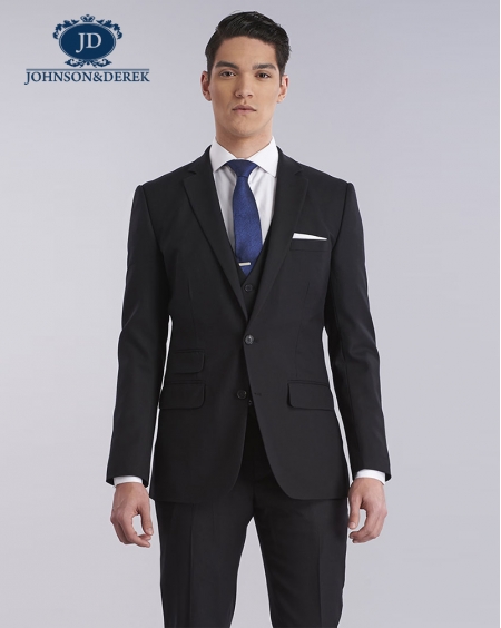 黑色机理商务正装西装套装定制