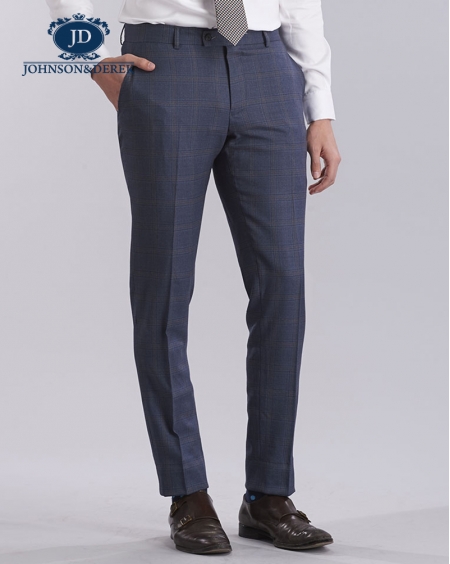 深蓝格子休闲时尚西装套装定制