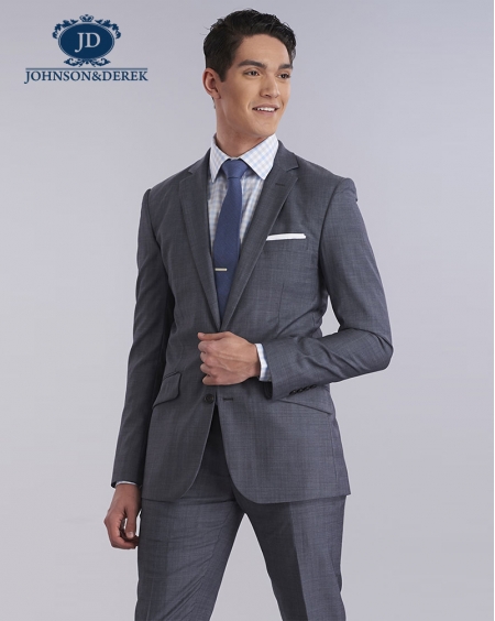 浅灰色休闲时尚商务西装套装定制