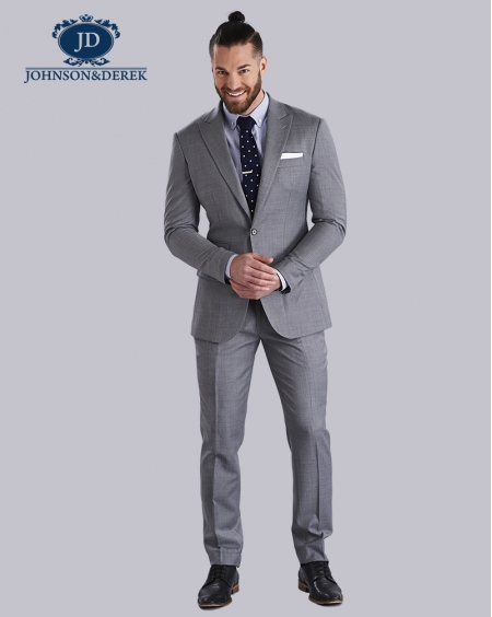 灰色休闲时尚商务羊毛西装套装定制