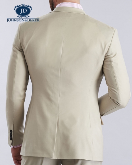 牙黄色休闲时尚全羊毛西装套装定制