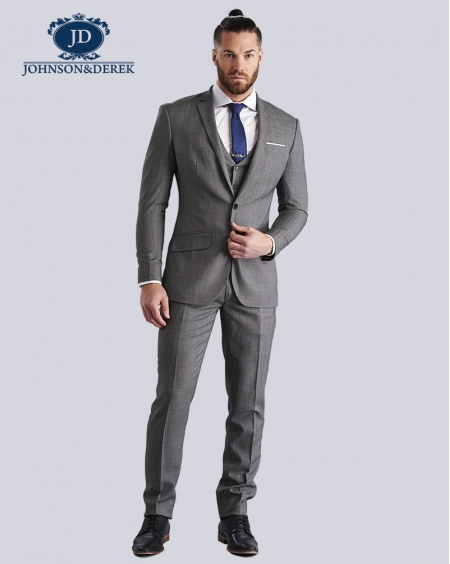 灰色休闲时尚羊毛西装套装定做