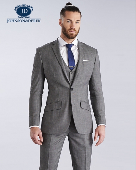 灰色休闲时尚羊毛西装套装定做