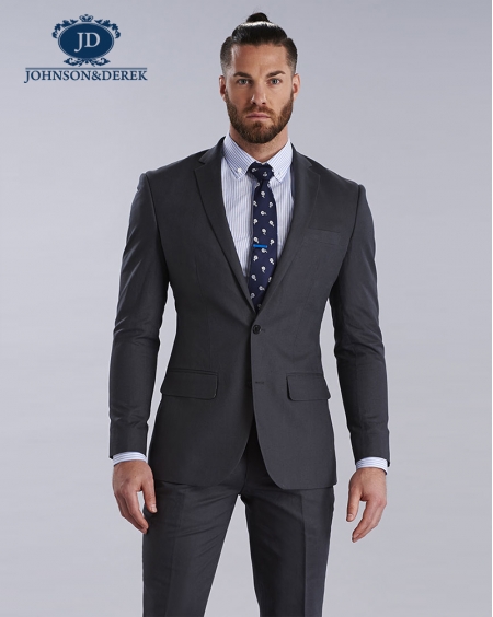 黑色休闲时尚商务羊毛西装套装定制