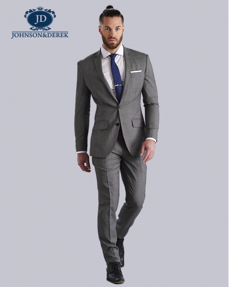 浅灰色商务正装羊毛西装套装定制