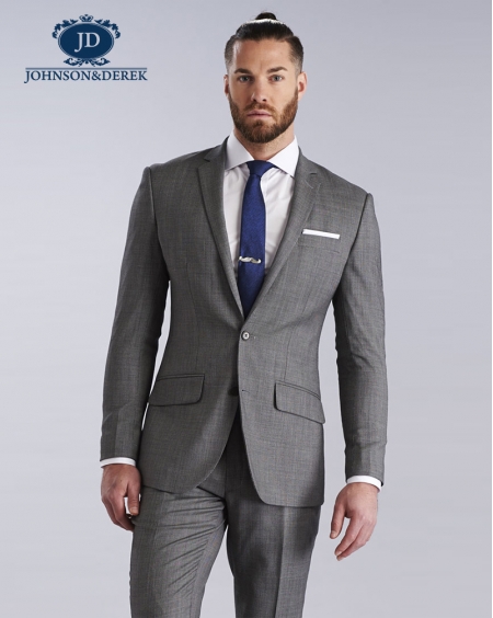 浅灰色商务正装羊毛西装套装定制