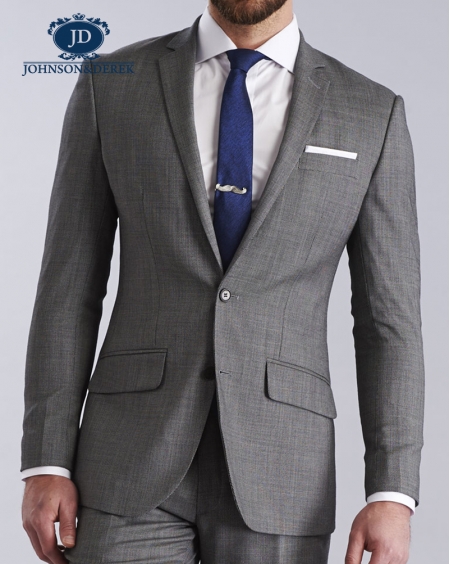 浅灰色商务正装羊毛西装套装定制