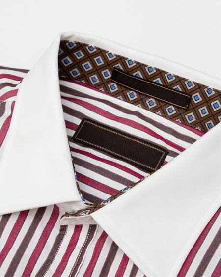 JD高级私人定制长袖经典商务红白条纹衬衫