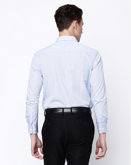 JD高级定制蓝色条纹衬衫