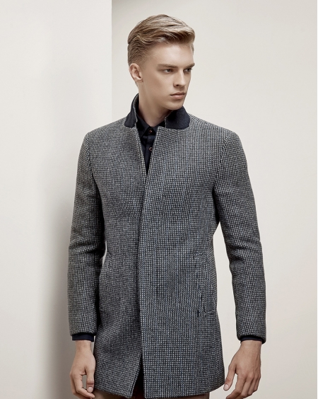 JD高级定制男装单排扣毛呢大衣羊毛外套