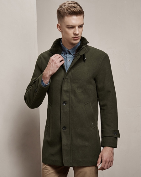 JD高级定制男士立领修身毛呢大衣