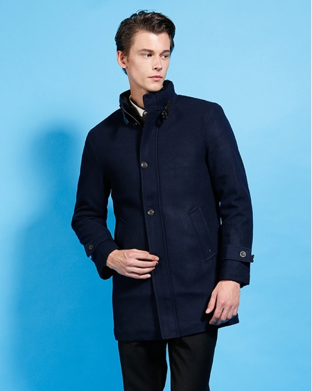 JD高级定制男士立领修身毛呢大衣
