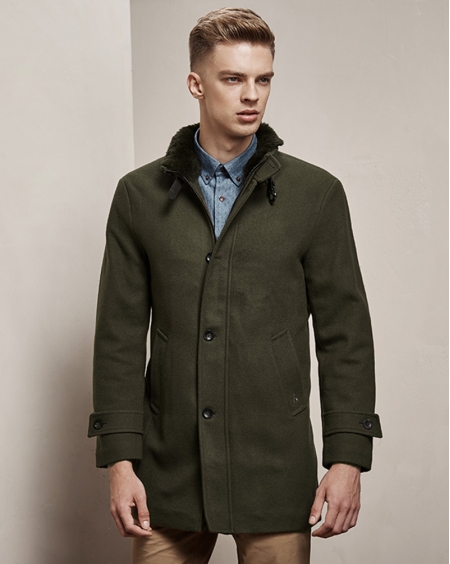 JD高级定制男士立领修身毛呢大衣