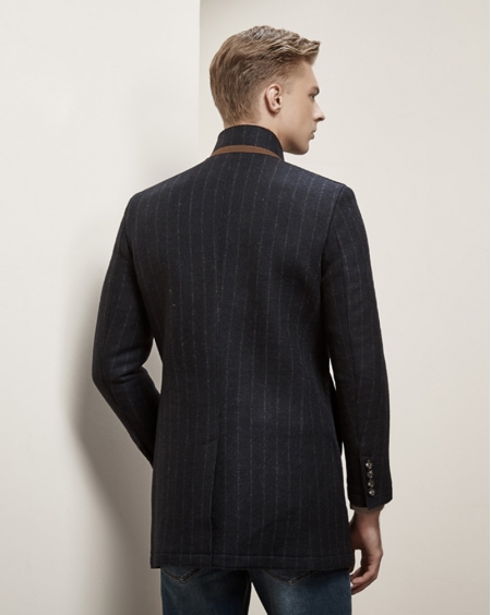 JD高级定制新款男装单排扣毛呢大衣羊毛外套