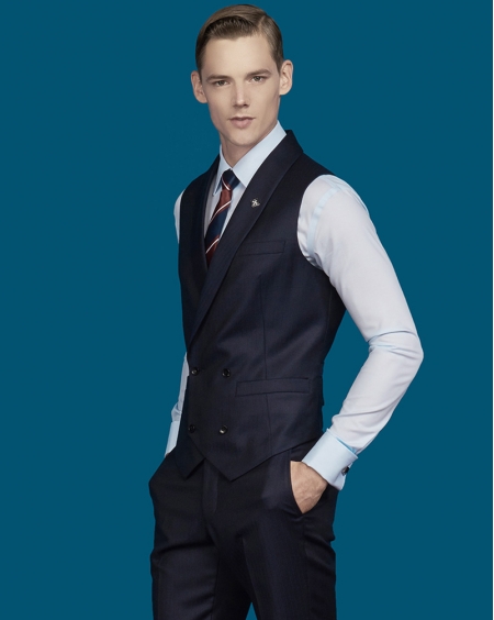 JD高级定制羊毛商务西装马甲双排扣正装马夹