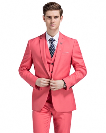 JD高级定制粉色西服套装伴郎结婚礼服