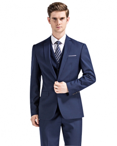 JD高级定制宝蓝色西服套装伴郎结婚礼服