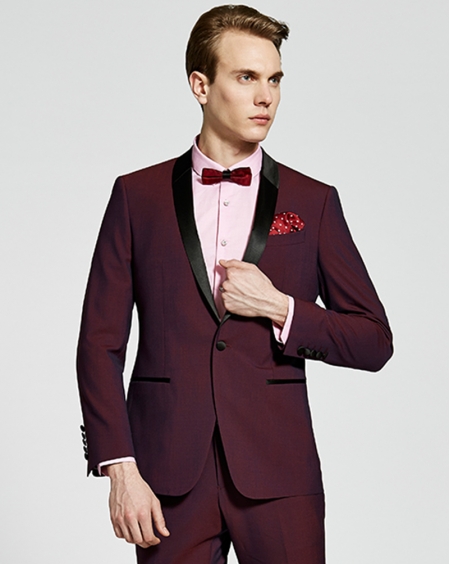 JD高级定制暗红色结婚礼服