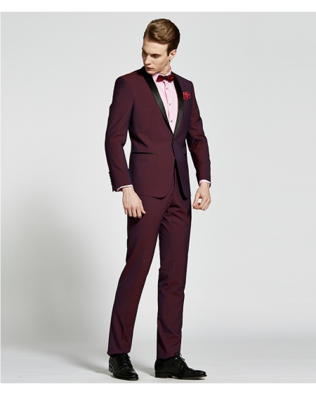 JD高级定制暗红色结婚礼服