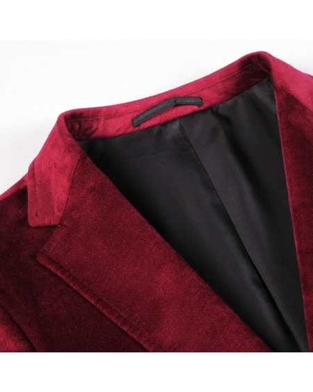 定制红丝绒西服外套酒红色结婚礼服休闲晚宴西装